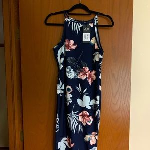AX Paris body con flounce dress navy floral sz 8